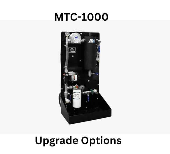 MTC-1000 machine with upgrade options displayed, featuring various components and filters on a black base